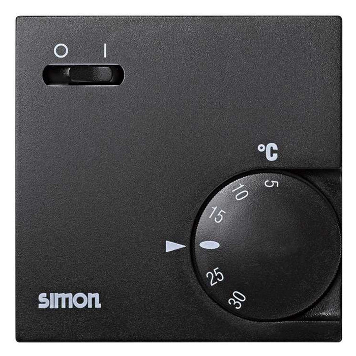 Термостат комнатный Simon SIMON 75, с встроенным датчиком, графит, 75503-68